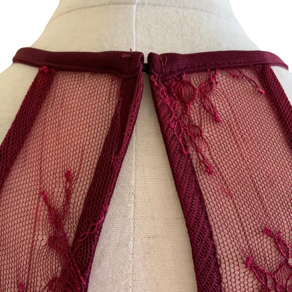 Lulus Burgundy Red Lace Backless Skater Fit & Flare Mini Dress XS - Picture 6 of 12